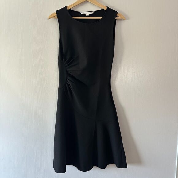 Diane Von Furstenberg Dayna Ruched Fit-and-Flare‎ Dress Black Size 0 XS - Picture 2 of 8